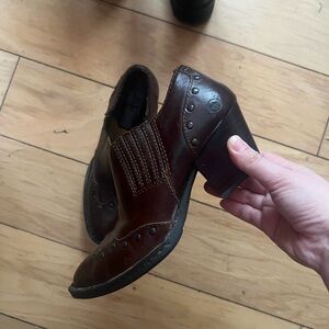 Brown Leather Women's Heeled Shoes